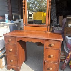 Antique Solid Wood Vanity w/Mirror