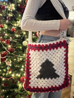 Large Handmade Homemade With Love Crochet Tote Hand Seen Liner