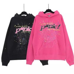 SP5DER P*NK Hoodie Black And Pink Track Suit 
