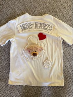 13DE MARZO Authentic Loose-Fit Teddy Bear Graphic T-Shirt (Cream)