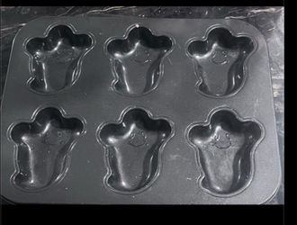 VTG 1991 Ghost Shaped "Nonstick" Baking Pan Wilton Happy Faces Halloween Cupcake