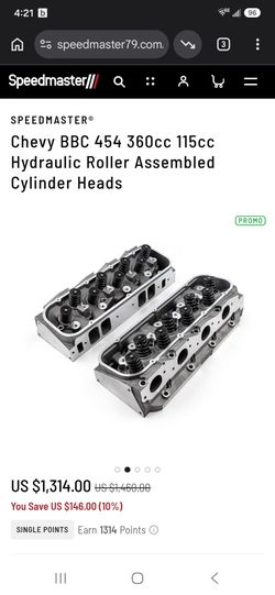 Brand New Speedmaster®
Chevy BBC 454 360cc 115cc Hydraulic Roller Assembled Cylinder Heads
