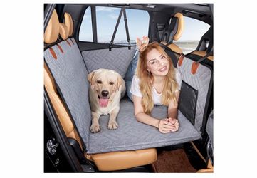 Back Seat Extender,Dog Seat Cover for Back Seat,Hard Bottom Car Seat Cover for Dogs,Dog Hammock for Car,Back Seat Pet Cover for Dogs（Grey,for Car/SUV/