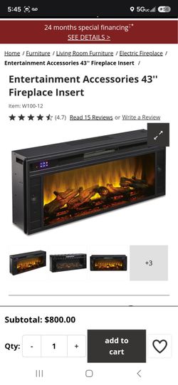 ASHLEY Bluetooth Electric Fireplace Insert w/Internal Speakers