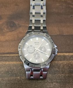 Relic Men's Chronograph Stainless Steel Wristwatch Silver DIALWater Resistant