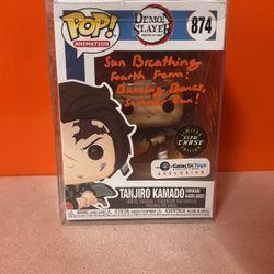 Funko Pop? Tanjiro Kamado Galactic Toys Exclusive Glow In The Dark Chase Signed 