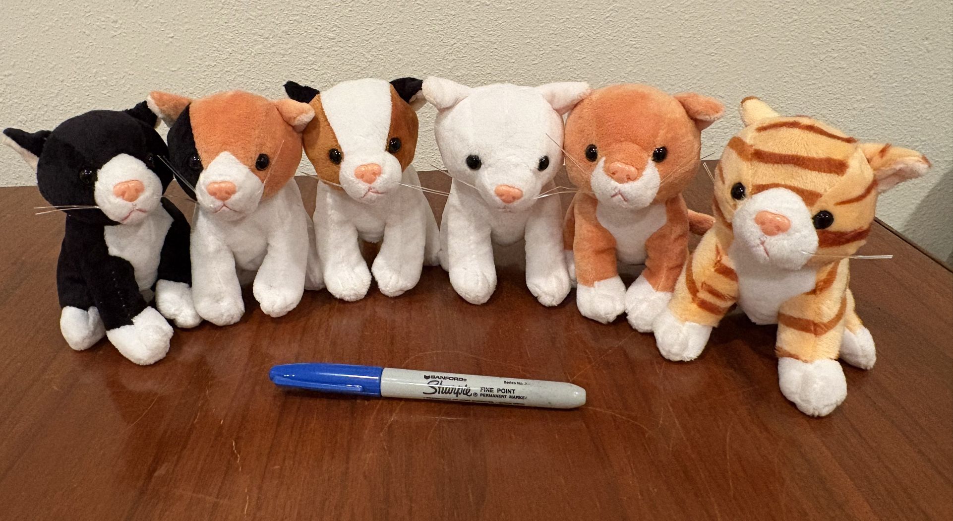 6 Small Stuffed Kittens