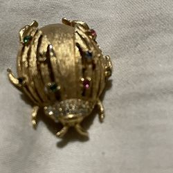 Beetle Brooch With Multi-Color Stones