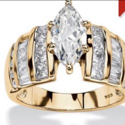 3.87 TCW Marquise-Cut Cubic Zirconia Ring In 18k Gold Over Sterling Silver Fcfs  Cash only no trade size  9