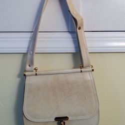 Lanca Made in England Women's Purse - Ivory Beige Faux Leather 1950's