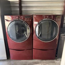 Red Kenmore Washer And Electric Dryer Matching Set