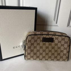 Authentic Gucci Monogram Dollar Calfskin Belt/Waist bag