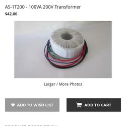 AnTek AS-1T200 100 VA Audio Toroidal Transformers