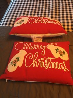 Christmas throw pillows (2) cotton size 15” x 10”