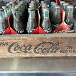 Vintage Coke Bottles and Case 