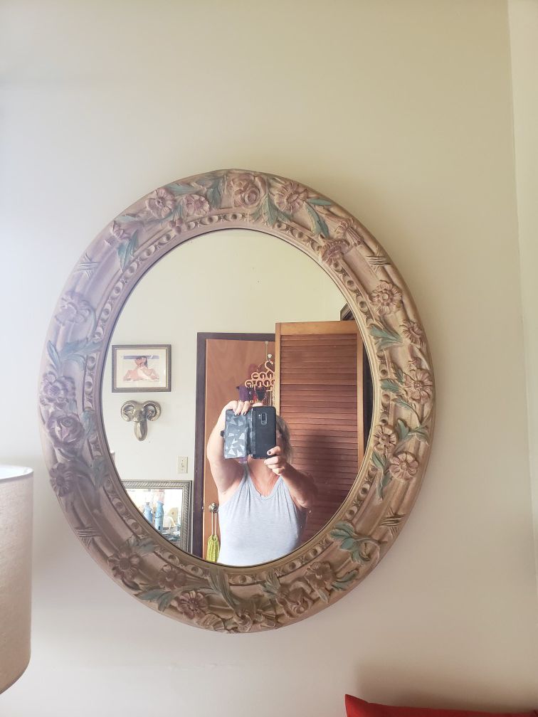 Large wall mirror with flowers