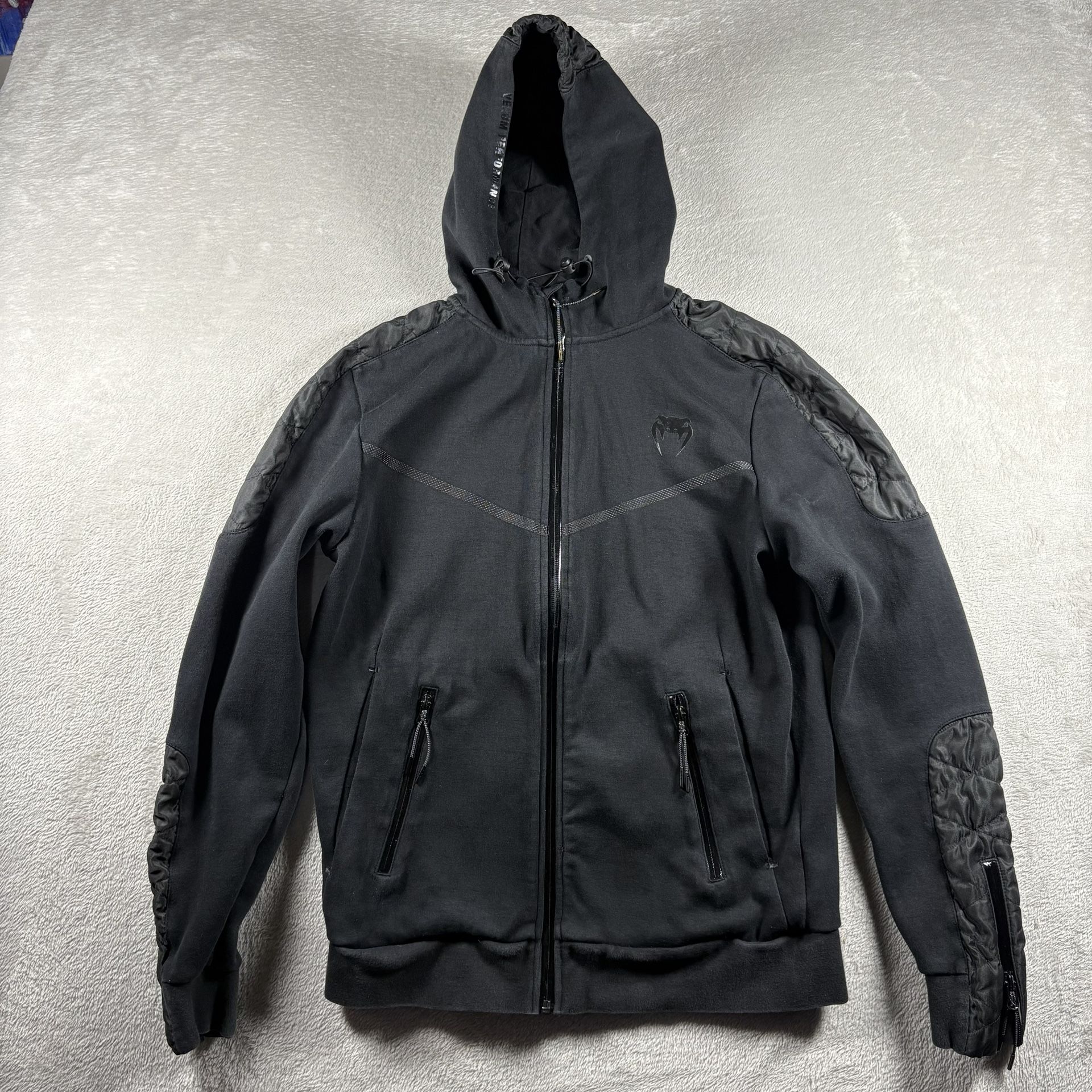 Venum Laser Evo Hoodie Men’s Medium Black Fleece Logo Pocket MMA UFC #2620