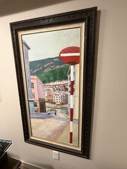 🖼️ Large Framed European Street Painting – 34x57 – $250