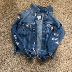 Distressed forever 21 denim jacket