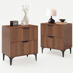 Set of 2 Walnut Nightstands – Like New – $110