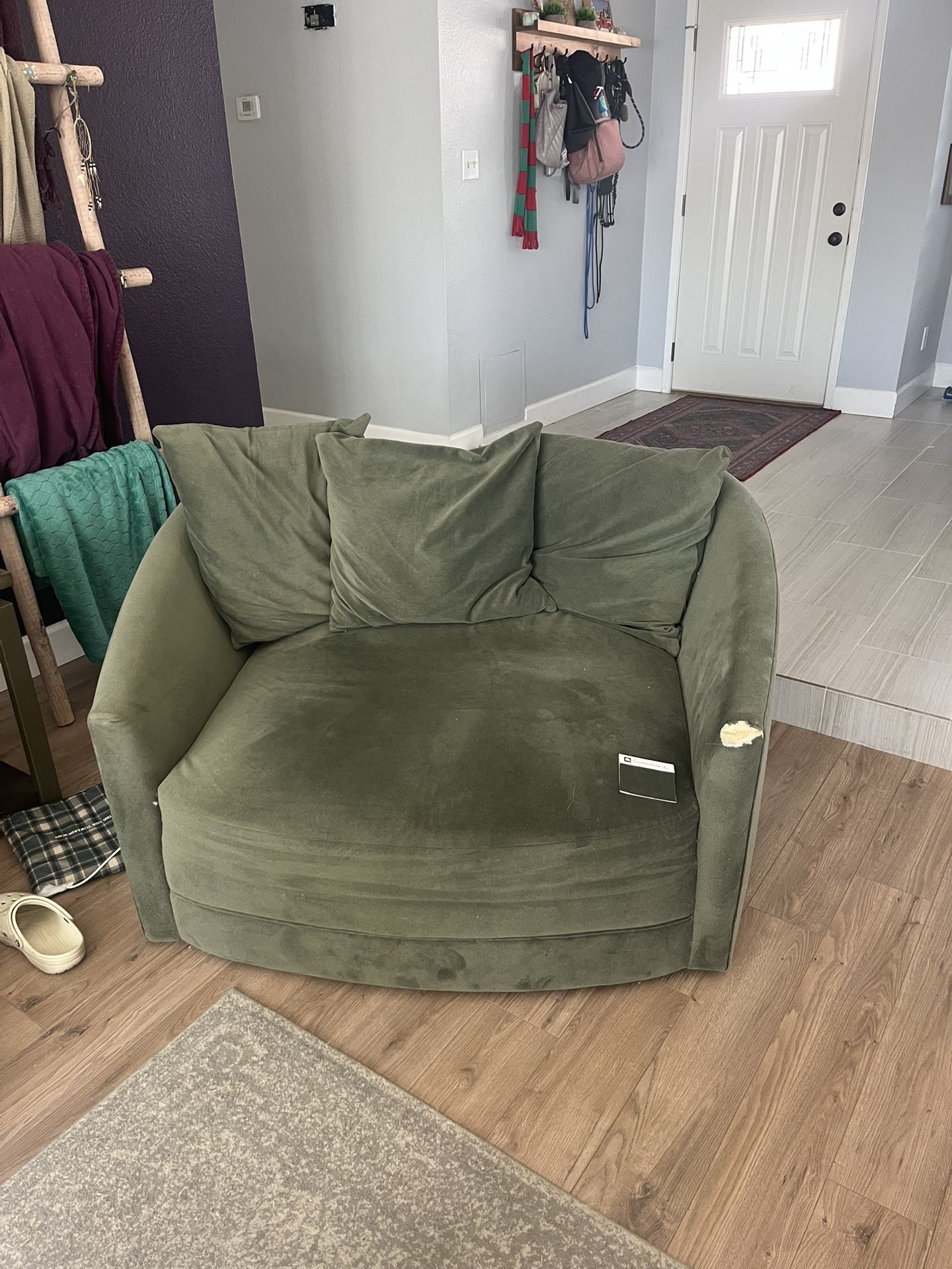 Living Spaces 56” Oversized Swivel Chair Cuddler