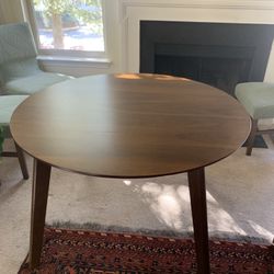 Walnut round Dining Table Only (No Chairs)