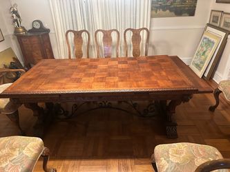 Antique French dining room table extends