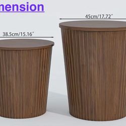🥨2Pcs Round Coffee Table Set, Modern Farmhouse Living Room End Table Set, Nesting Table Round Natural Finish for Living Room, Walnut
