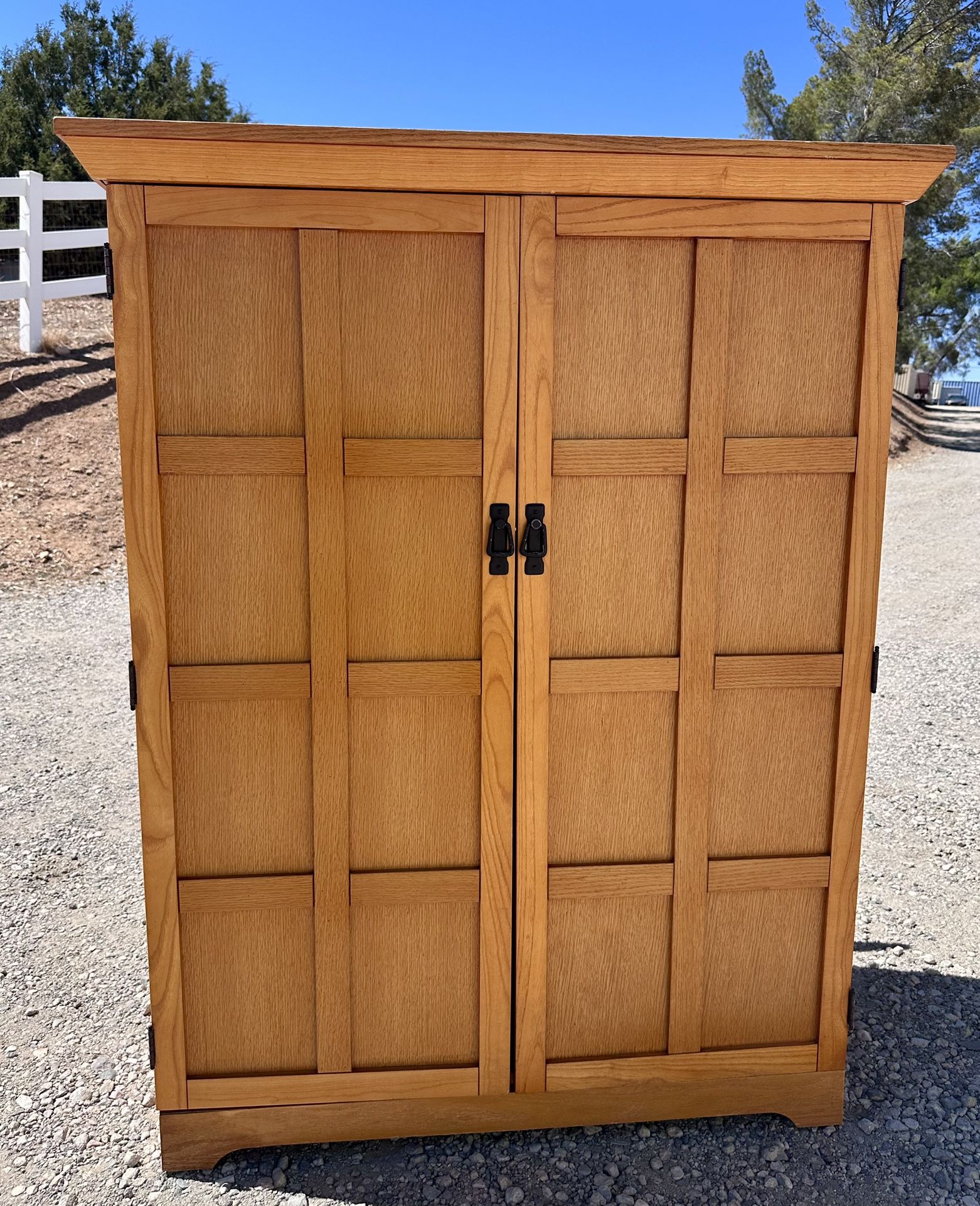Corner Armoire Entertainment Cabinet – Solid Wood Storage Unit