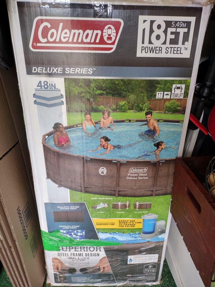 Coleman 18' wide X 48"deep with Intex 26651EG 16 Inch 3,000 GPH Above Ground Pool Sand Filter Pump with Automatic Timer and 6 Function Control