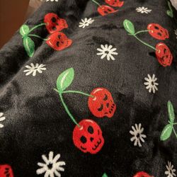 Cherry Skull Skeleton Halloween Throw Blanket 