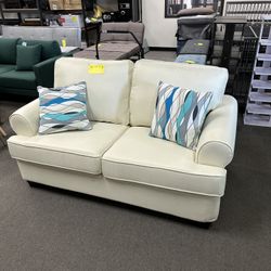 New 52” Off White Fabric Loveseat Sofa