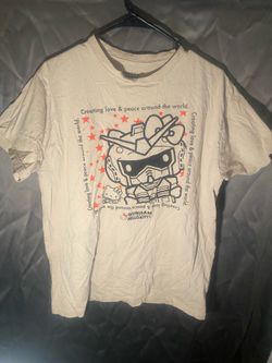 Gundam × Hello Kitty Shirt Creating Love & Peace Graphic Tee Adult Small SS