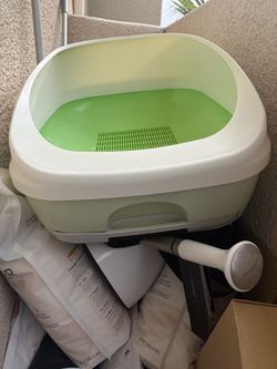 cat sifting litter box