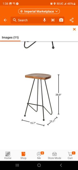  Black Backless Metal Bar Stool with Wood Seat  