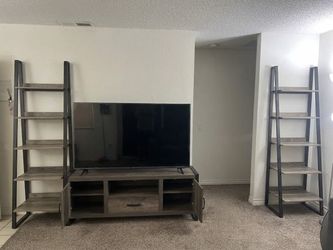 Parker House "Prairie" 3-Piece Entertainment Center & Ladder Bookshelves (Gray Oak Finish)