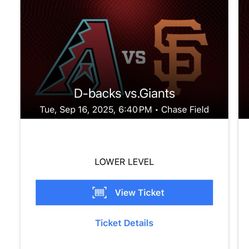 Arizona Diamondbacks Versus San Francisco Giants Tickets For 9/16