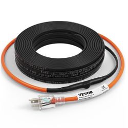 VEVOR 80-ft 5W/ft Self-Regulating Electric Heat Cable for Plumbing Freeze Prevention on Pipes in Cold Weather