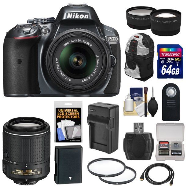 Nikon D5300 with 18-140mm and 70-300mm lens plus starter kit