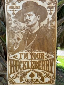 Doc Holliday Wood Engraved Wall Sign