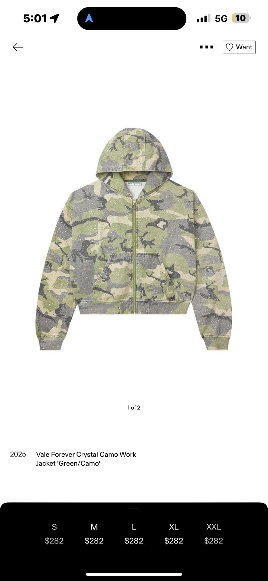 Valley Dreams Camo Rhinestoned Hoodie, Size XL Brand New