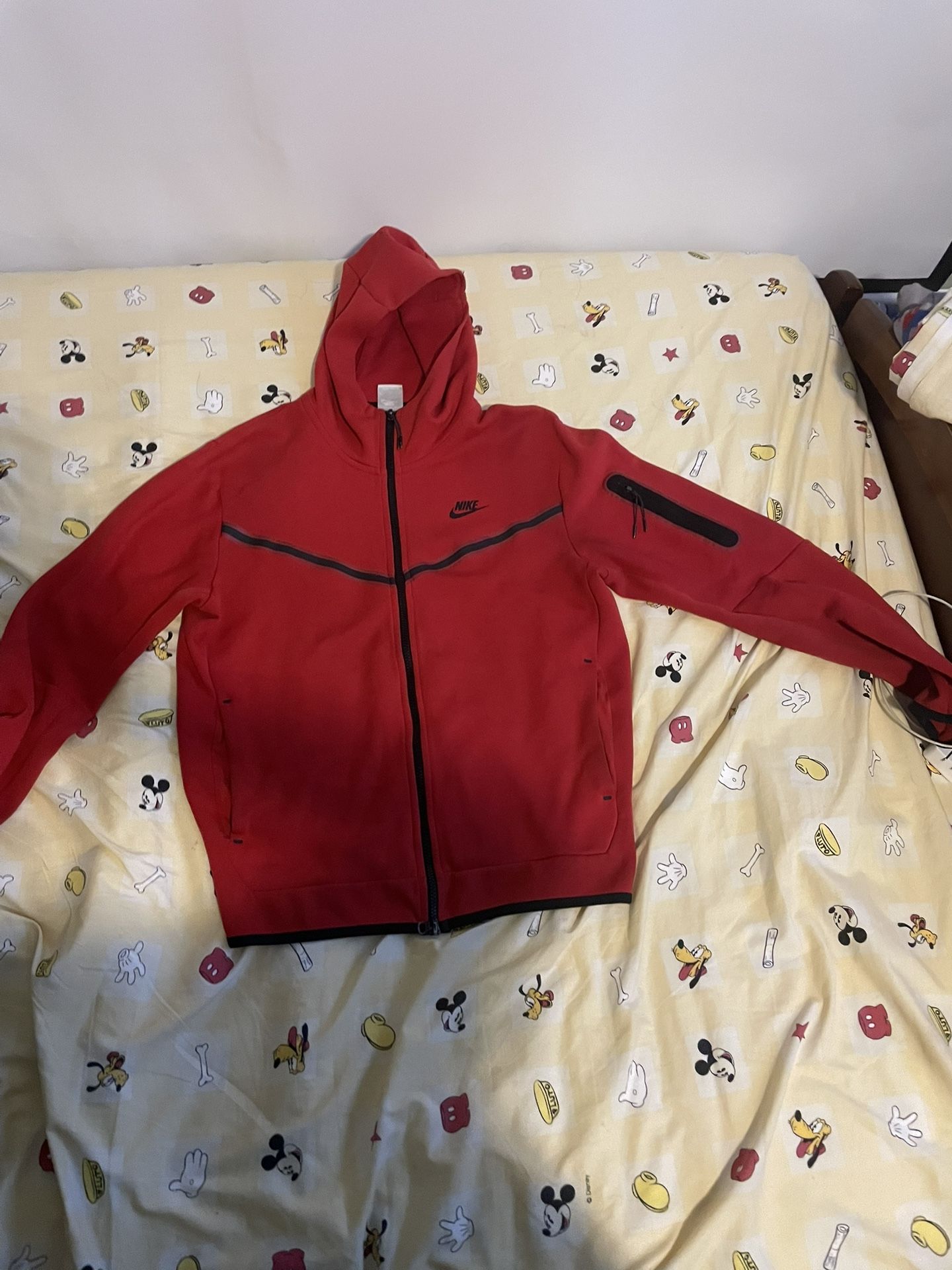 Red Nike Tech Fleece Windrunner Hoodie And Pants Full Set