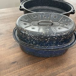Two Vintage Roasting Pans