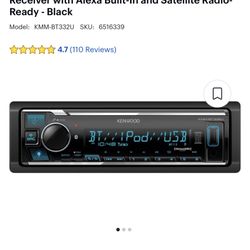 Kenwood - Bluetooth Digital Media (DM) Receiver with Alexa Built-In and Satellite Radio-Ready - Black