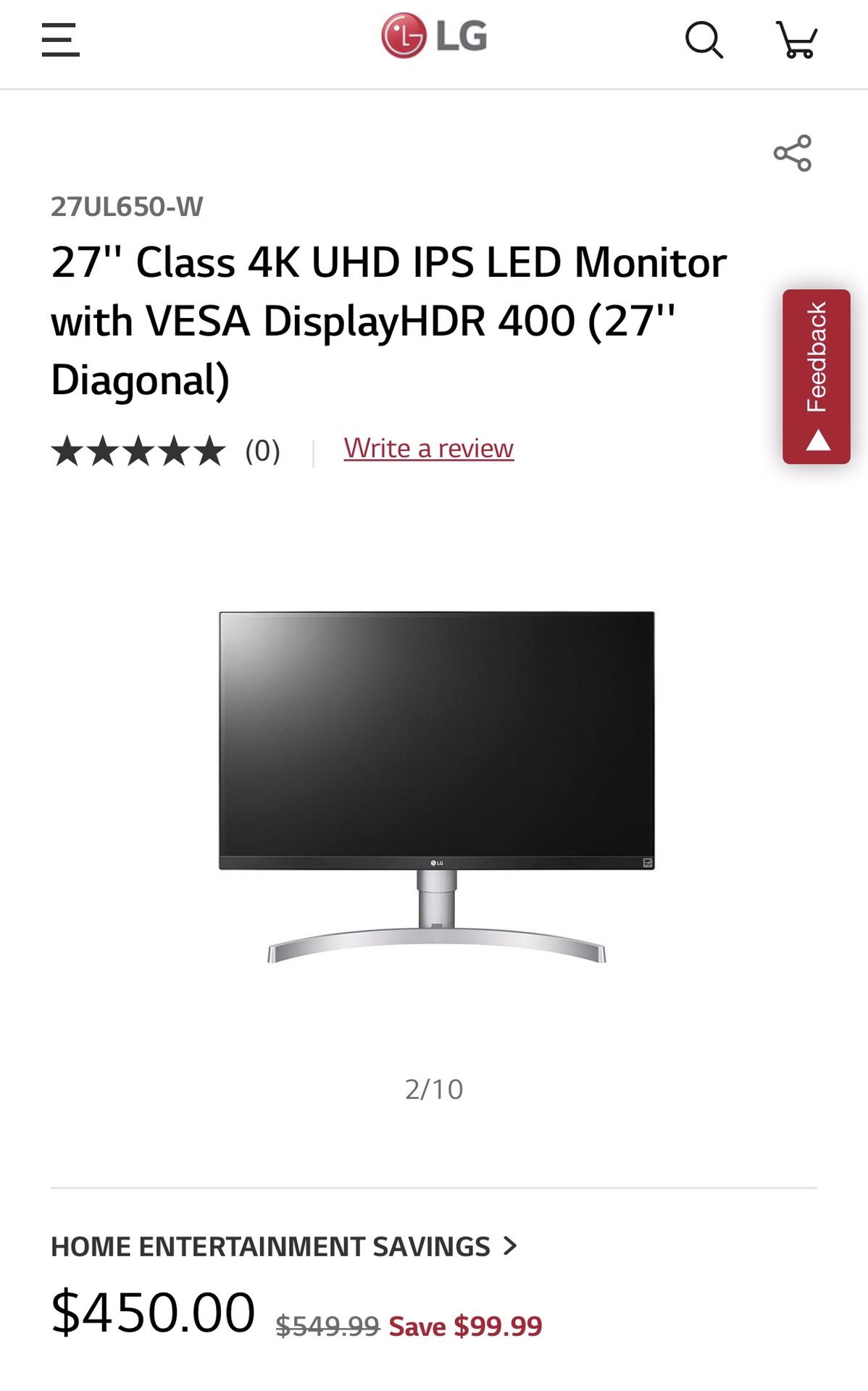 27” LG UHD MONITOR