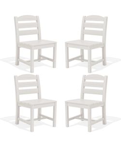 SERWALL Outdoor Armless Dining Chairs Set of 4, All-Weather HDPE Patio Chair with 19.7" Widened Seat, for Backyard, Garden, White brand new in box $19