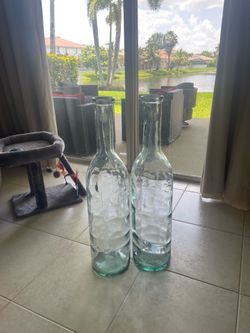 Large Decorative Glass Floor Vases – Set of 2