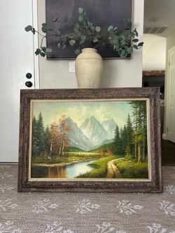 Vintage Oversized Landscape Painting