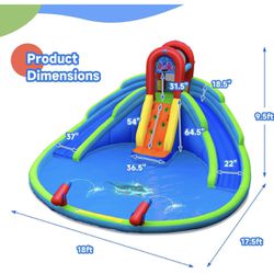 Inflatable Waterslide Wet & Dry Bounce House w/Upgraded Handrail & 780W Blower