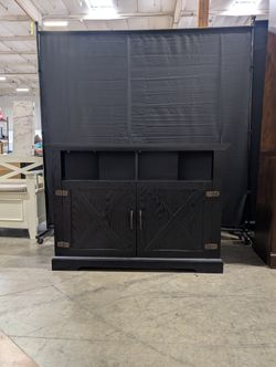 Black Corner Media Console with X-Panel Cabinet Doors